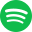 A green circle contains three black, horizontal arcs representing sound waves, resembling the Spotify logo, set against a transparent background.